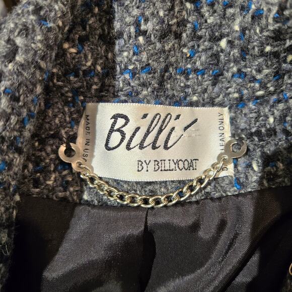 VTG Billi by Billycoat short peacoat gray tweed with shoulder pads S/M - Picture 5 of 11